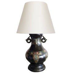 Japanese Bronze Cloissone Lamp