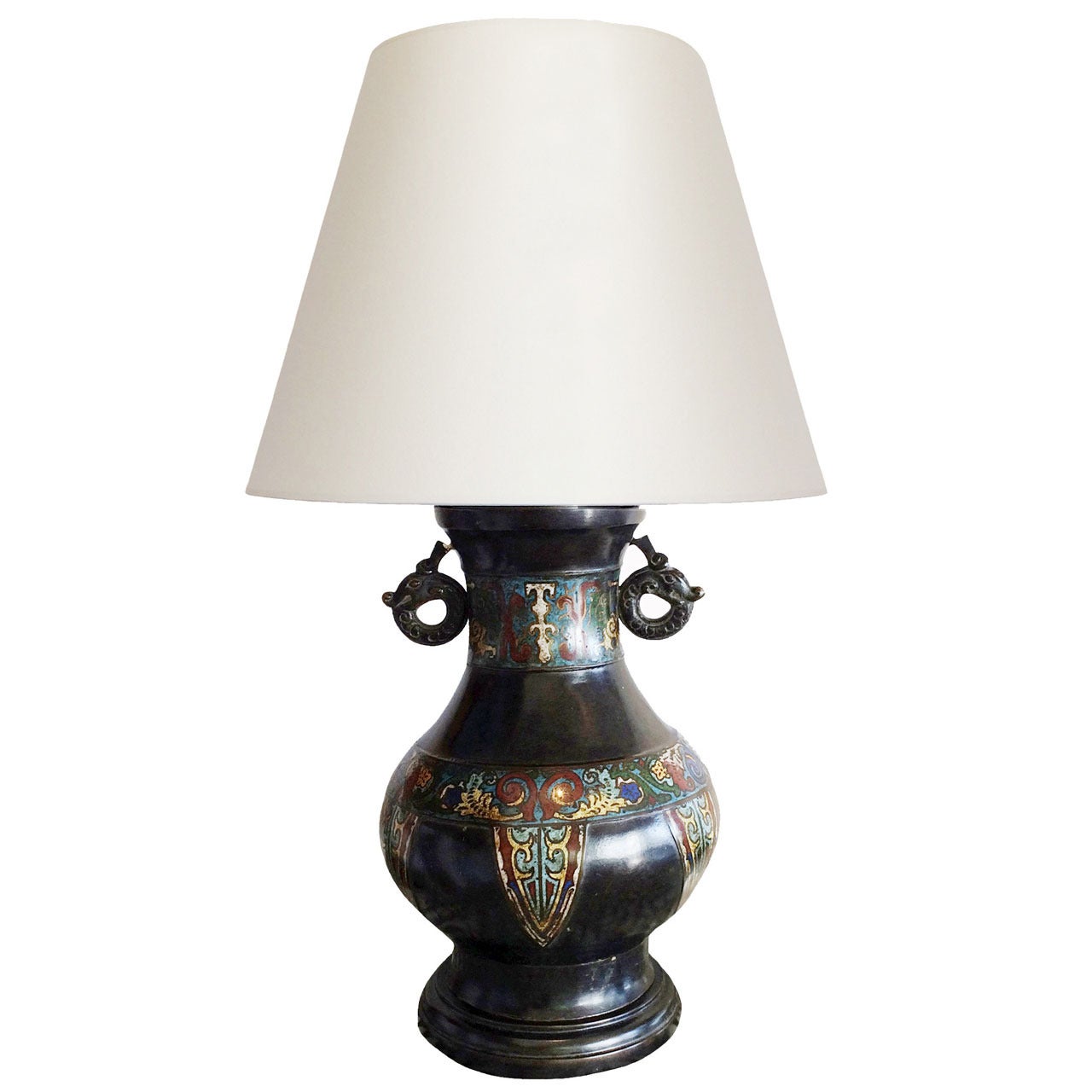 Japanese Bronze Cloissone Lamp