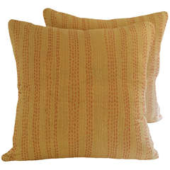 Pair of Indian Kantha Pillows