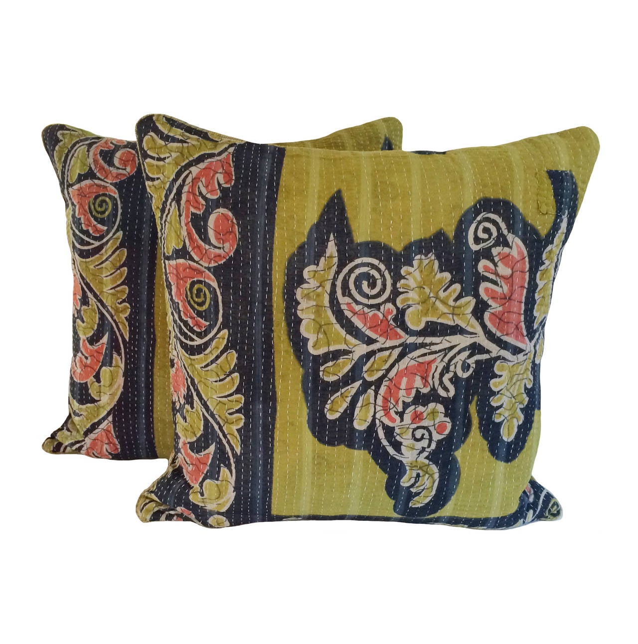 19th Century Kantha Pillows In Excellent Condition In Montecito, CA