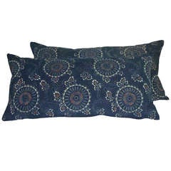 Pair of Japanese Katazome Pillows