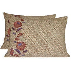 Antique 19th Century Pair Of Indonesian Batik Down Pillows