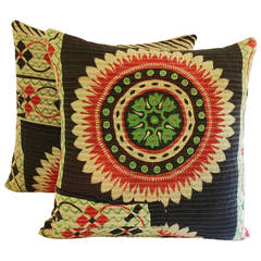 Pair of Vintage Indian Kantha Down Pillows