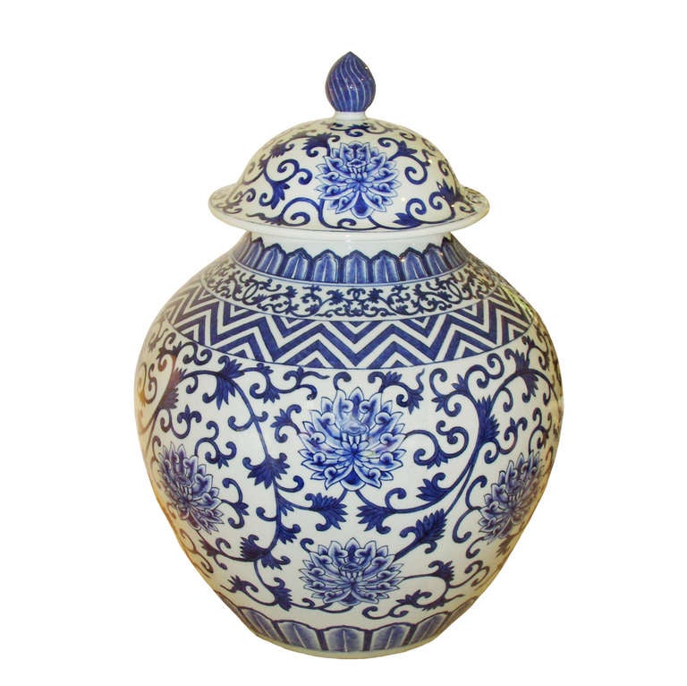 Pair of Massive Chinese Export Lidded Jars