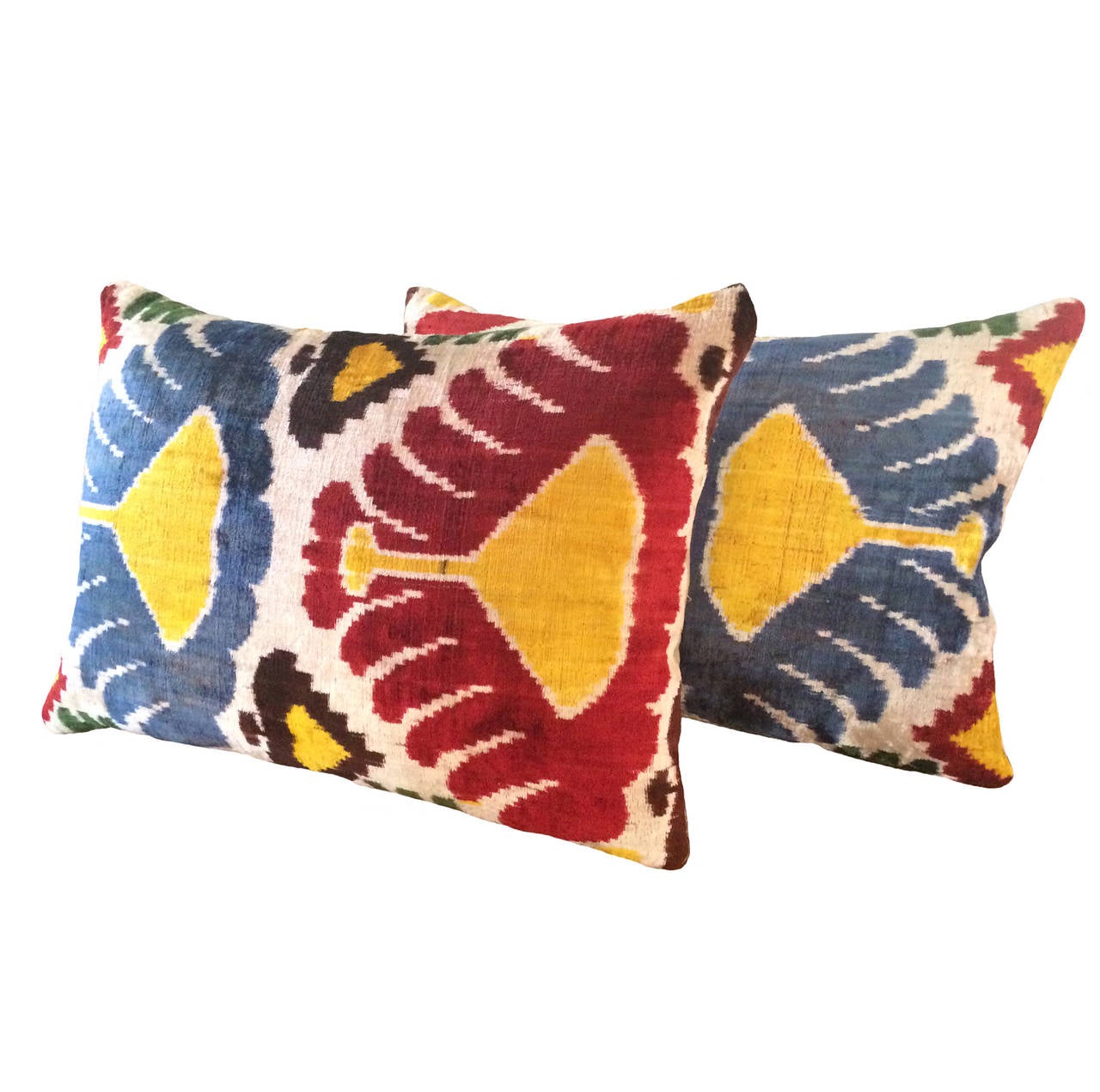 19th Century Silk Ikat Pillows In Excellent Condition In Montecito, CA