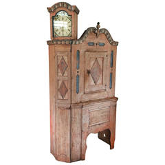 Antique Gustavian Swedish Clock Cabinet