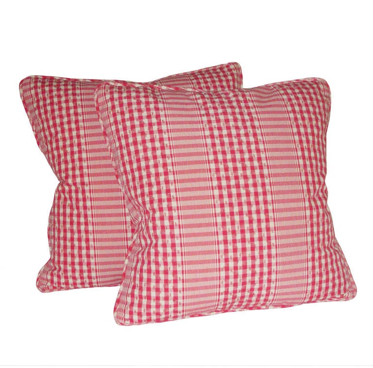 American Pair of Red Gingham Pillows