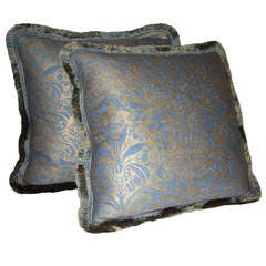 Pair of Vintage Custom Fortuny Pillows with Fringe Pair of Vintage Custom Fortuny Pillows with Fringe