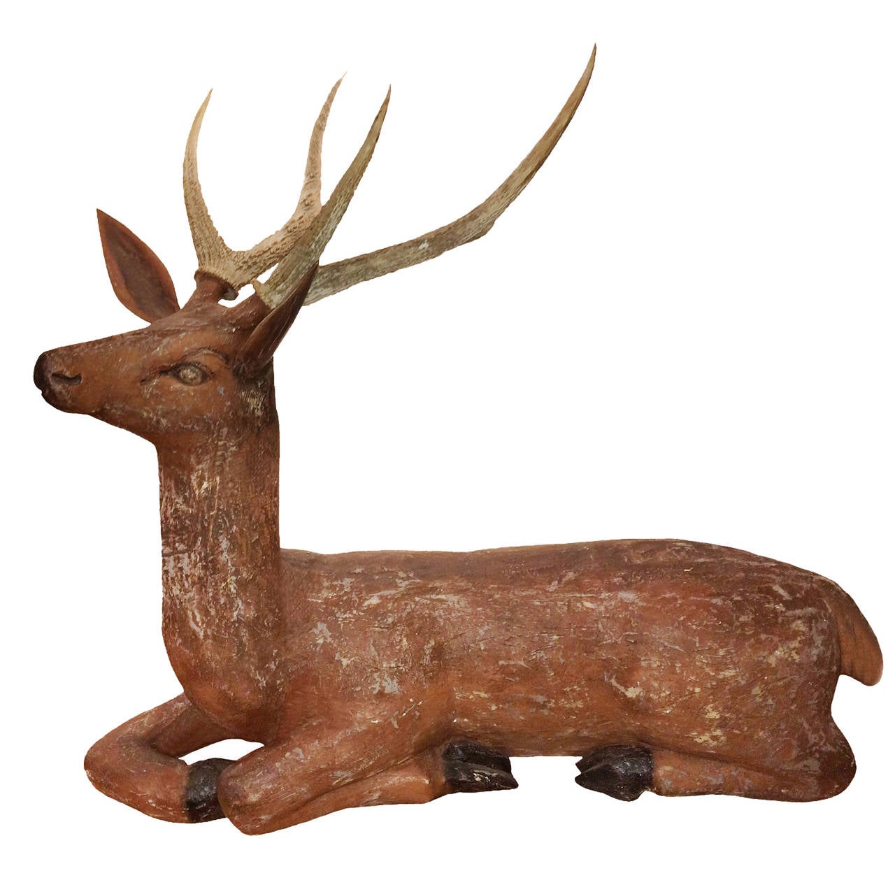 19th Century Pair of French Reclining Deer For Sale 1