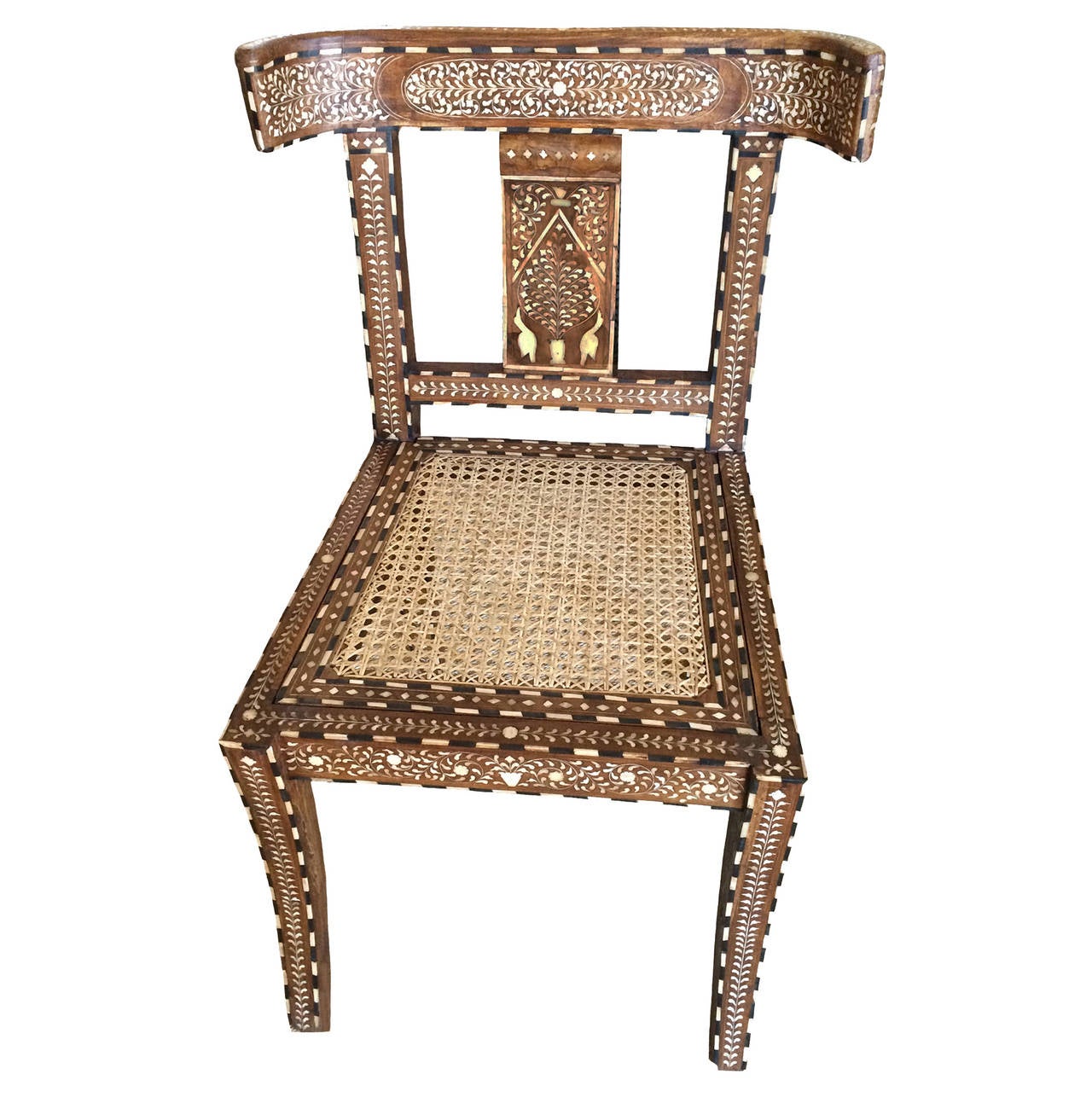 Klismos Bone Inlay Chair In Excellent Condition For Sale In Montecito, CA