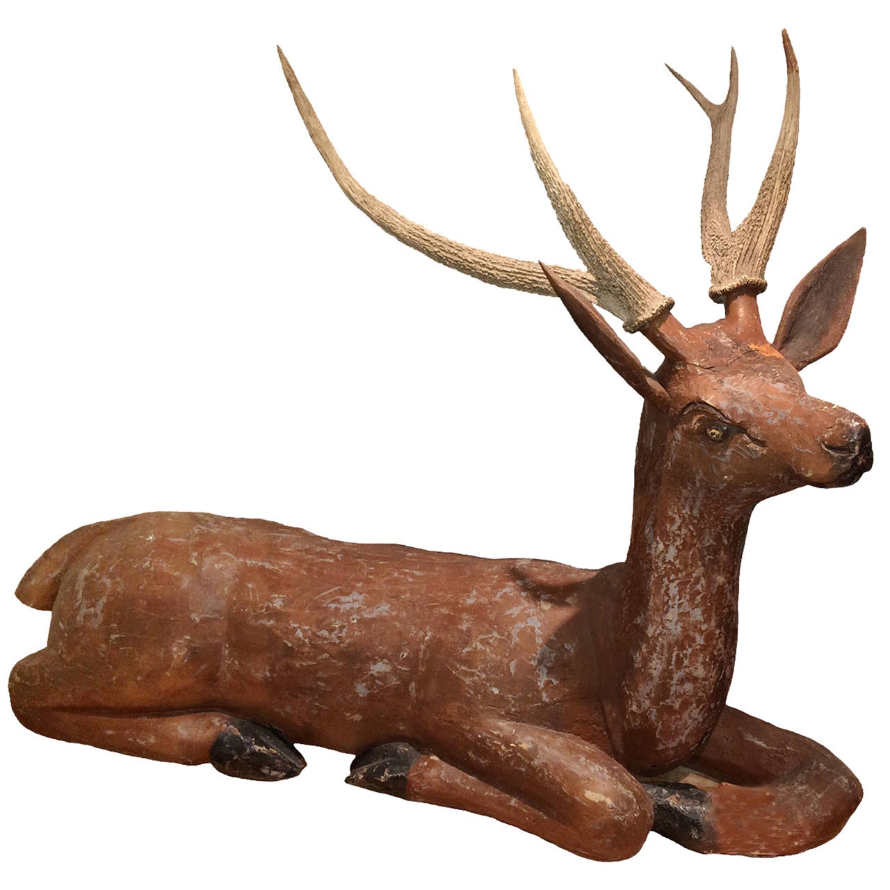 19th Century Pair of French Reclining Deer For Sale