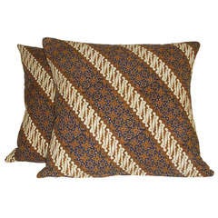 Antique Pair of 19th Century Indonesian Batik Pillows