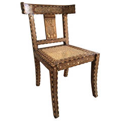 Antique Klismos Bone Inlay Chair