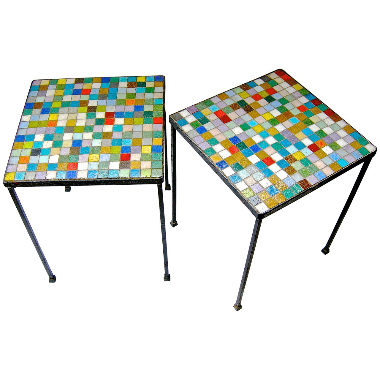 Pair of "Titillating Tile Tables"