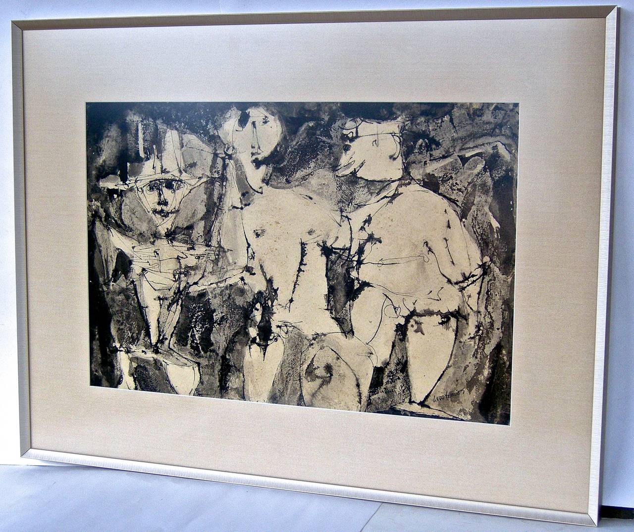 Pen and Ink Modernist Painting In Good Condition For Sale In Cincinnati, OH