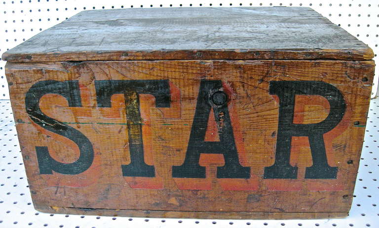A terrific vintage soap container/crate having a 