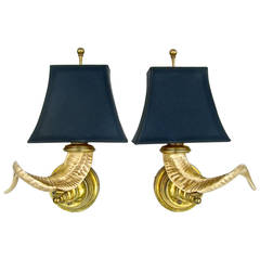 Pair of Faux-Horn Chapman Wall Lights