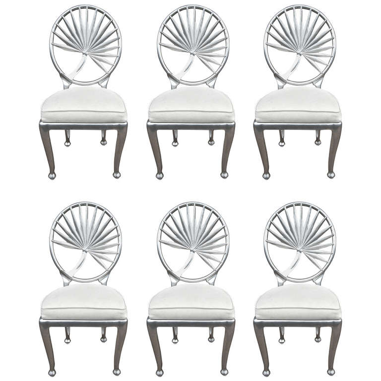 Set of Six Palm Leaf Side Chairs For Sale