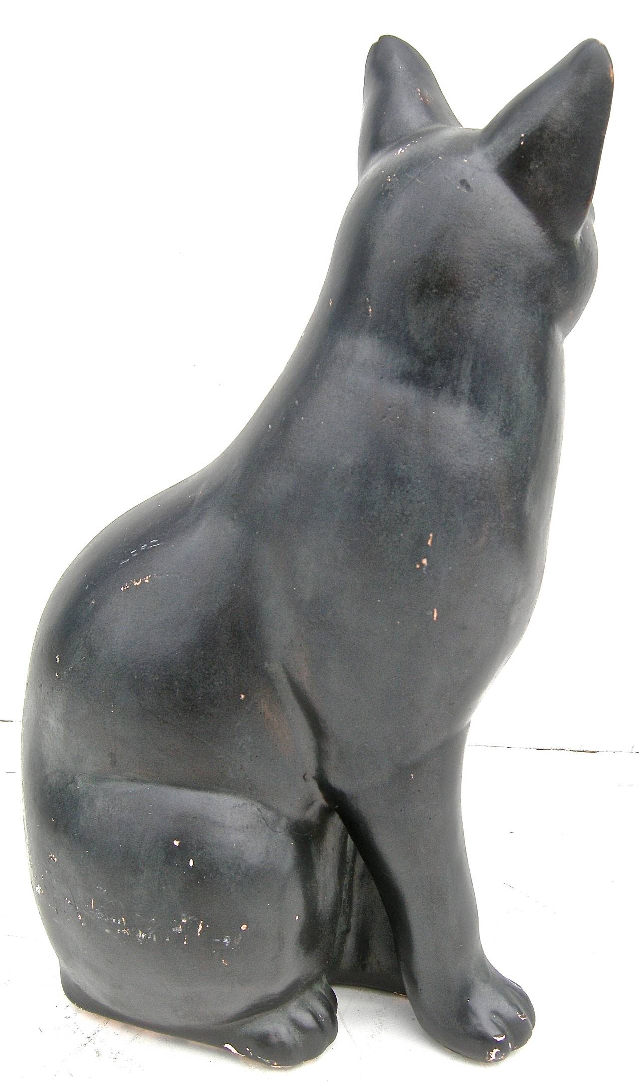 Terracotta Terra Cotta Black Cat Sculpture For Sale