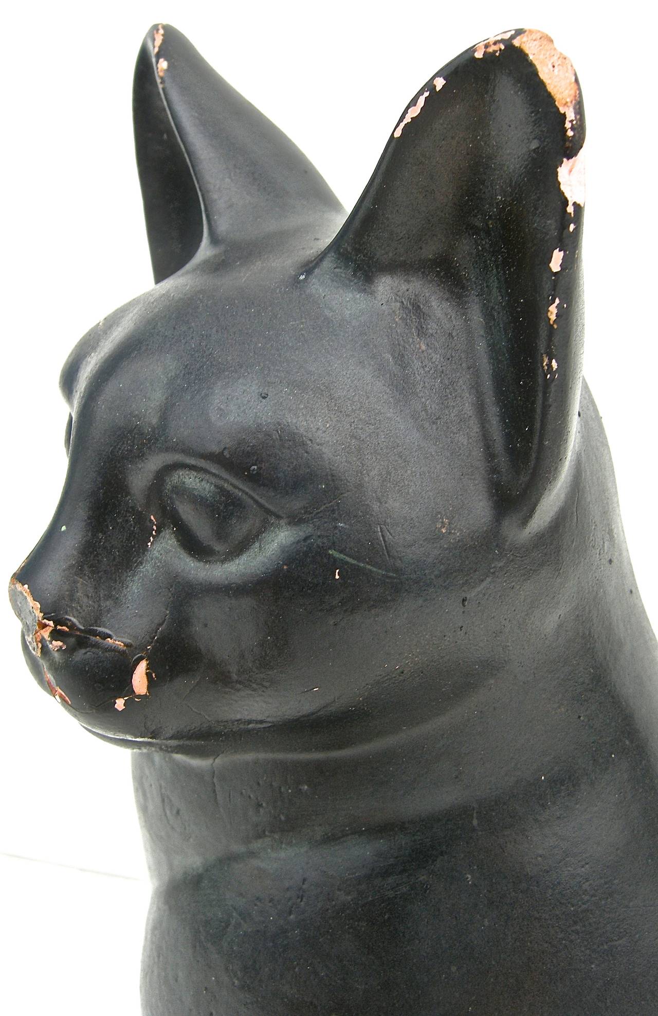Terra Cotta Black Cat Sculpture For Sale 2