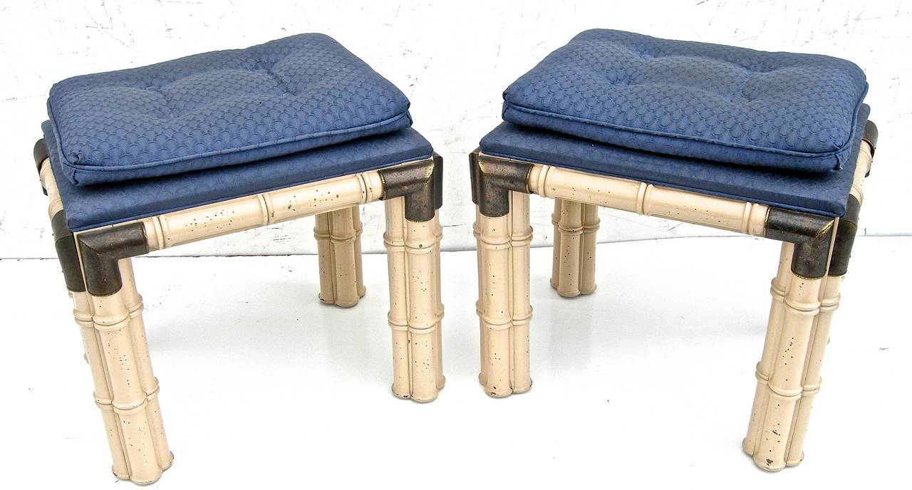 Late 20th Century Faux-Bamboo Stools Attributed to Jansen For Sale
