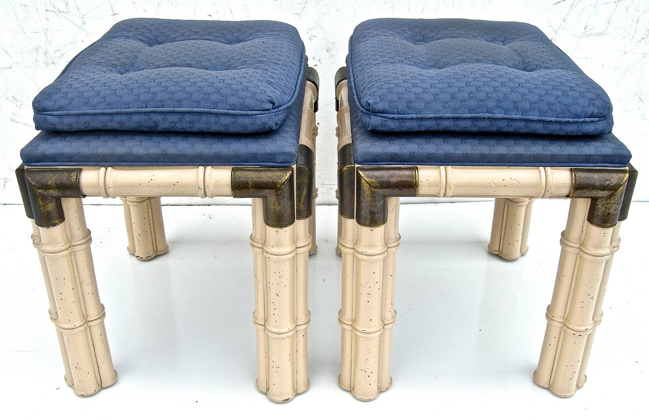 Faux-Bamboo Stools Attributed to Jansen For Sale 2