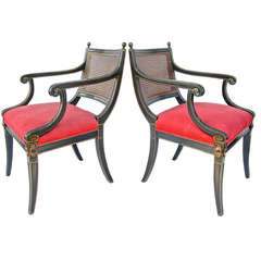 Vintage Pair of High Regency Style Armchairs