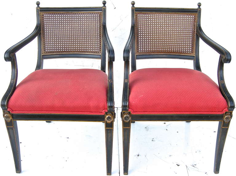 Pair of High Regency Style Armchairs For Sale 1