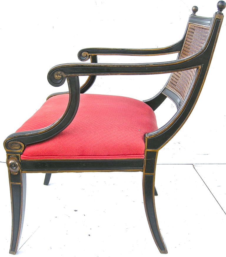 Regency Revival Pair of High Regency Style Armchairs For Sale