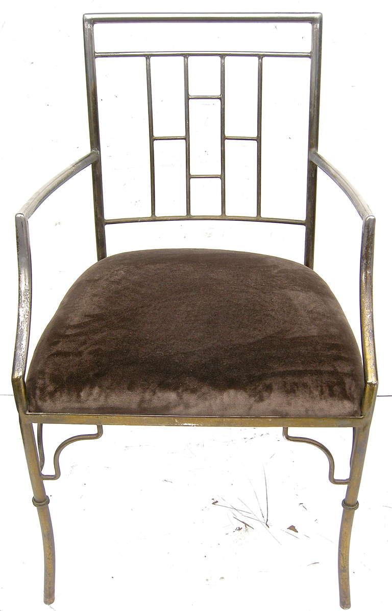 Mohair Pair of Billy Haines Attributed Side Chairs For Sale