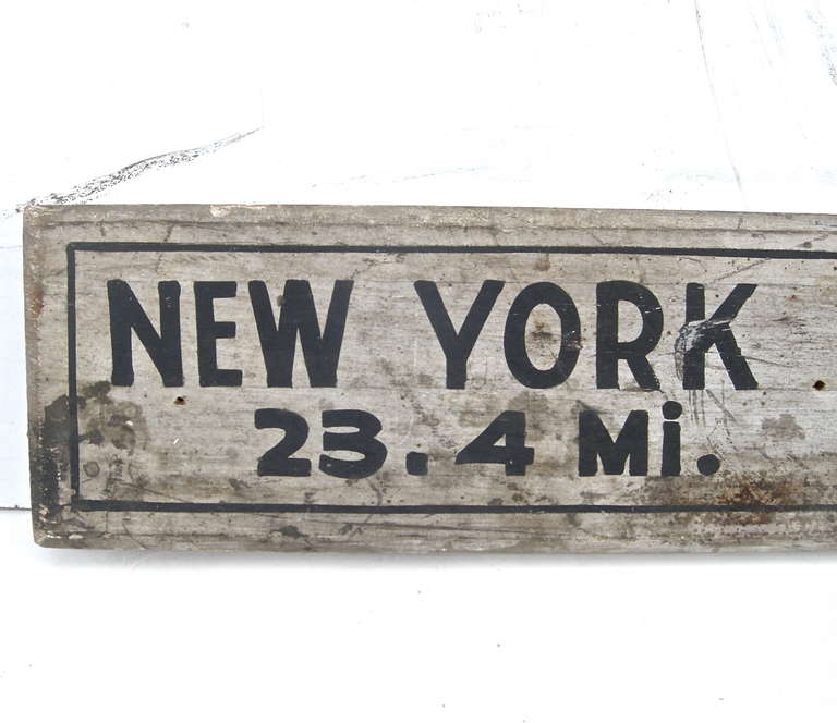 Mid-20th Century Vintage New York Roadside Travel Marker