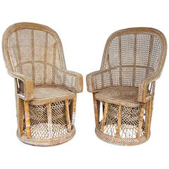 Moroccan Inspired Diminutive Wicker Armchairs