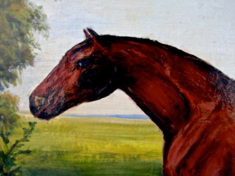 Horse In The Meadow Folk Painting In Good Condition For Sale In Cincinnati, OH