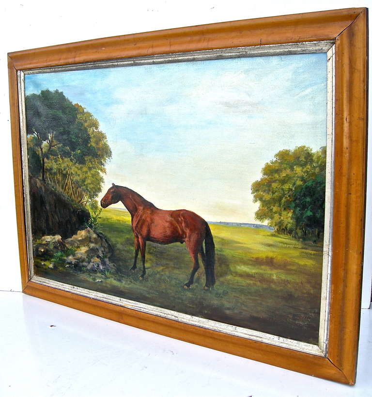 Canvas Horse In The Meadow Folk Painting For Sale