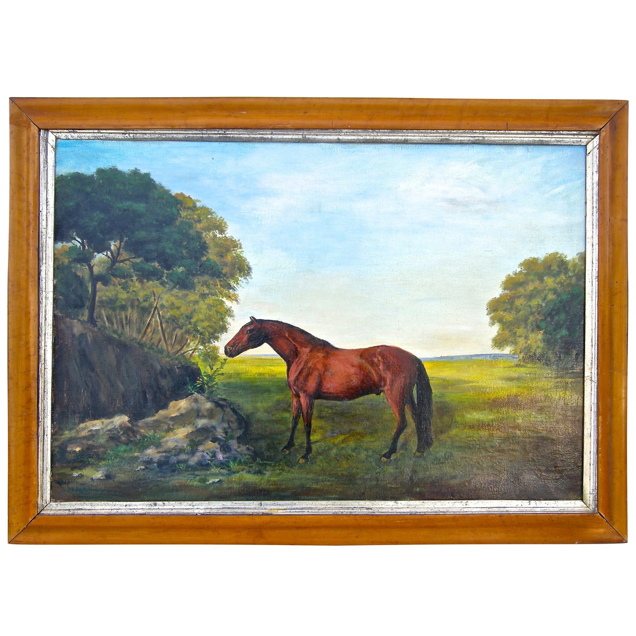 Horse In The Meadow Folk Painting For Sale