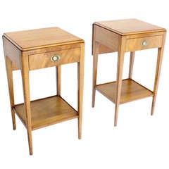 Pair of Art Deco Drop Leaf Nightstands Tables