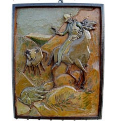 Folky Carved Cowboy Painting