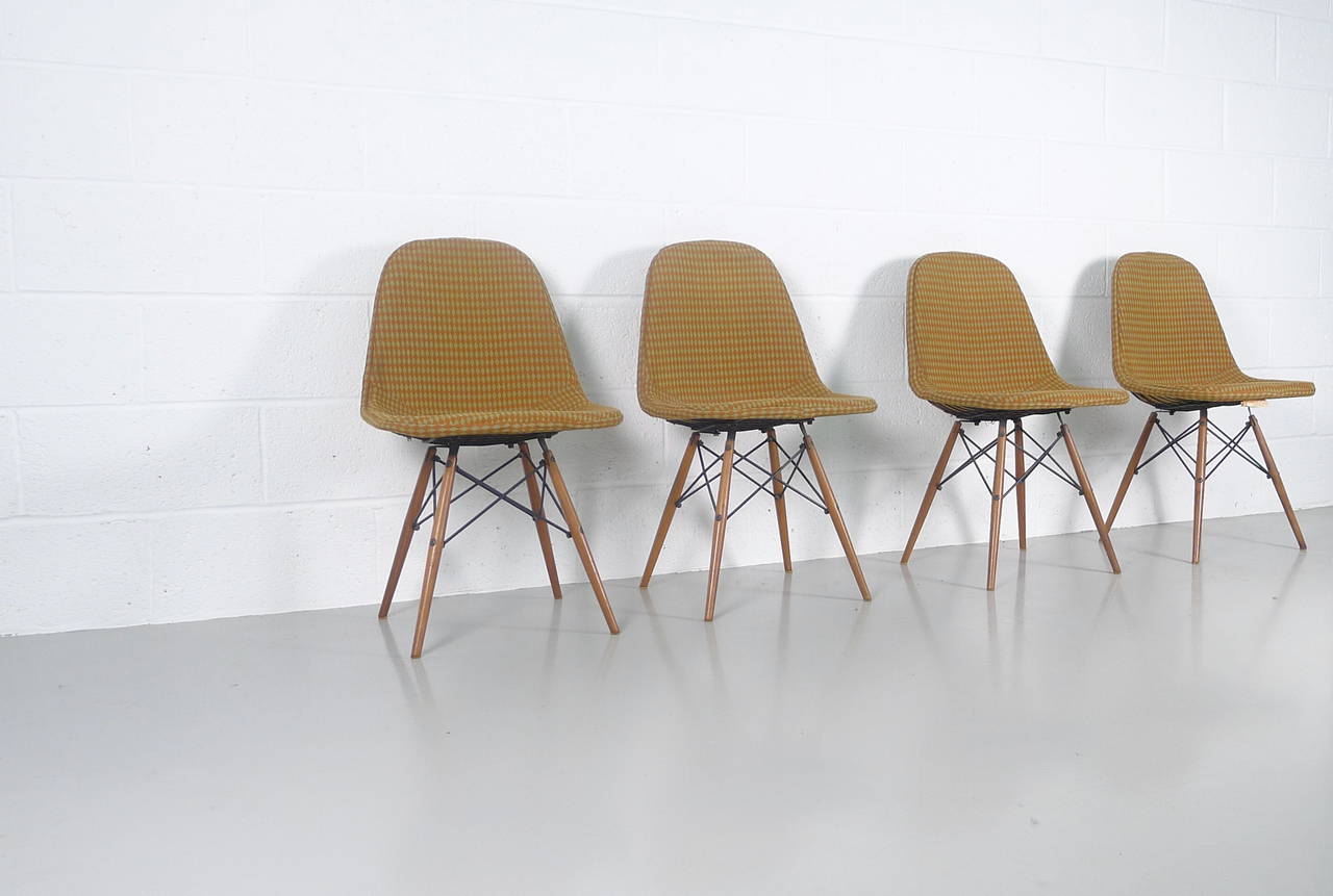 Mid-Century Modern Eames Dowel Chairs, Girard Fabric