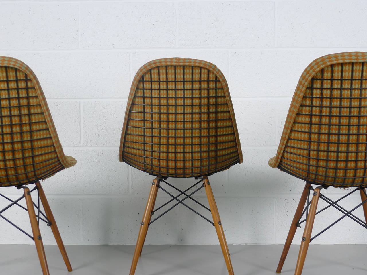 Mid-20th Century Eames Dowel Chairs, Girard Fabric