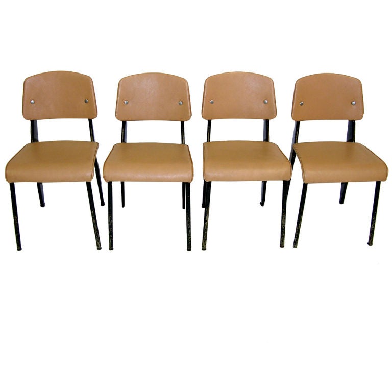 Jean Prouve ~ Set of Four  Standard Chairs