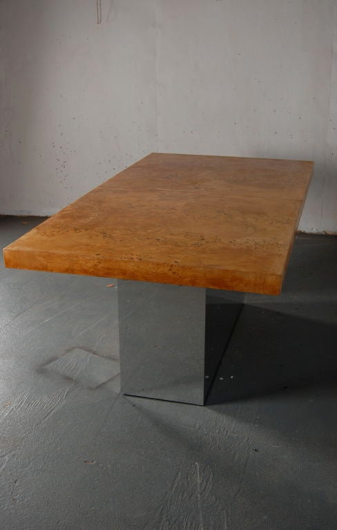 Milo Baughman Extending Burl Dining Table