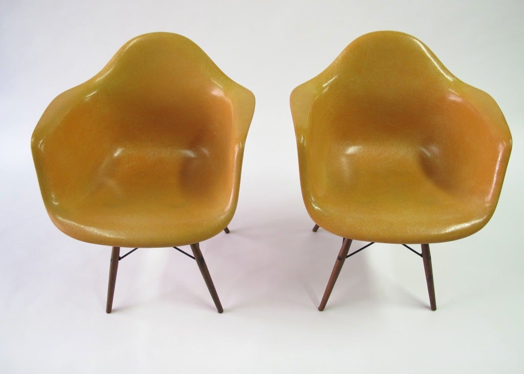 American Charles and Ray Eames Dowel Leg Armchairs
