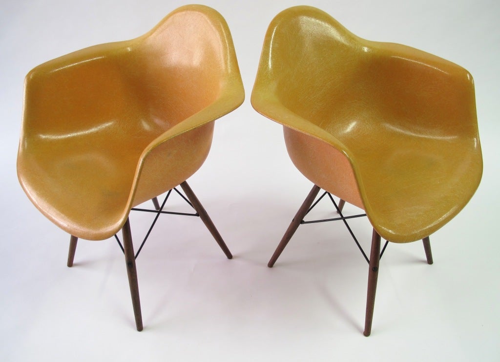 Mid-20th Century Charles and Ray Eames Dowel Leg Armchairs