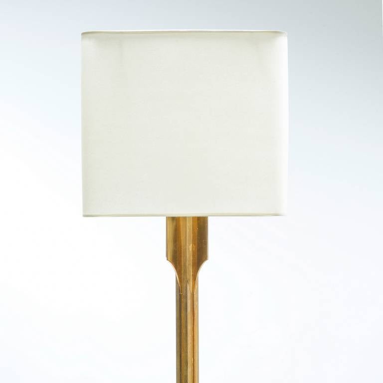 Mid-Century Modern French Gilt Metal Floor Lamp For Sale