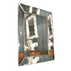 French etched glass mirror