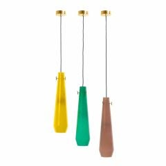 Set of   Italian glass hanging lamps attributed  to Vistosi