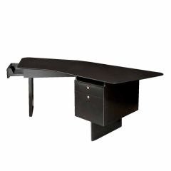Ebonised curved French desk