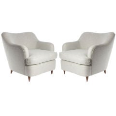 Pair of  upholstered armchairs  designed by Gio Ponti