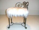 Antique French Art Deco wrought iron stool