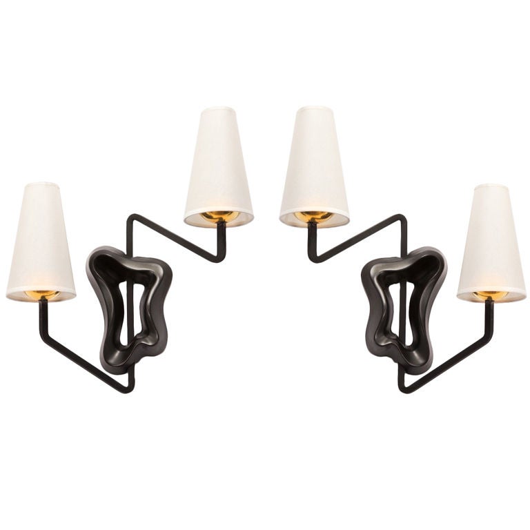 Pair of wall sconces by Georges Jouve for Asselber